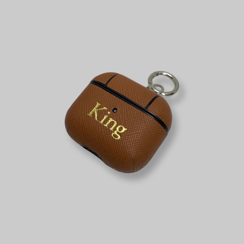 Personalised AirPods 3 Case in Caramel Brown Vegan Leather