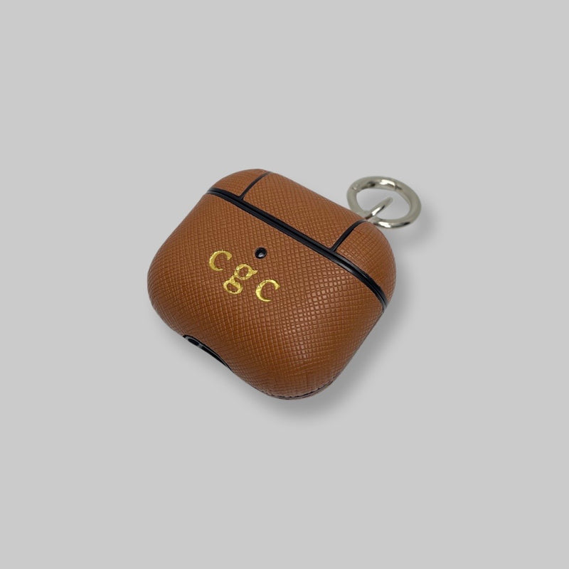 Personalised AirPods 3 Case in Caramel Brown Leather