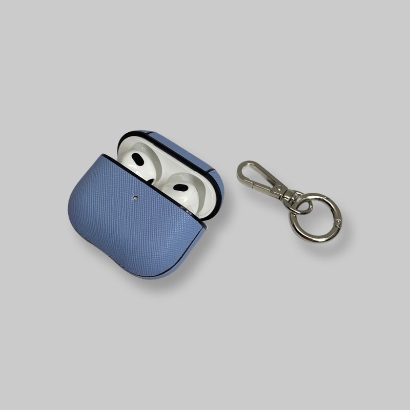 Personalised AirPods 3 Case in Hydrangea Blue Vegan Leather