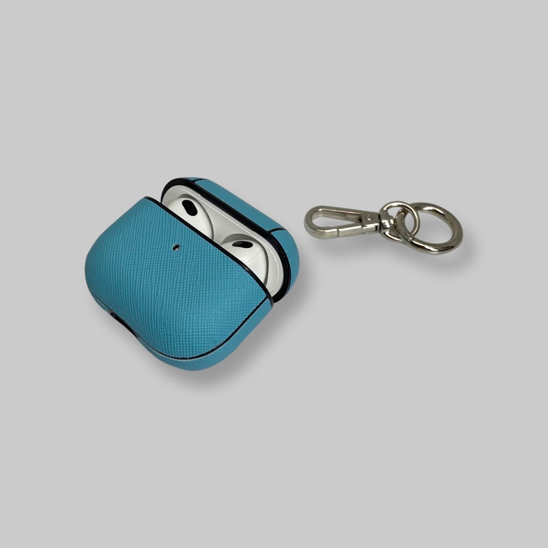 Personalised AirPods 3 Case in Sky Blue Leather