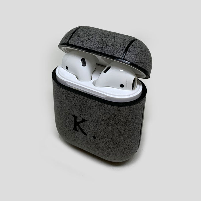Personalised AirPods 1/2 Case in Stone Grey Vegan Leather