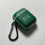 Personalised Sporty Forest Green AirPods 1/2 Case in Pebbled Leather