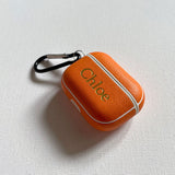 Personalised Sporty Orange AirPods Pro Case in Vegan Leather