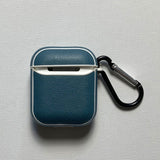 Personalised Sporty Blue AirPods 1/2 Case in Pebbled Leather