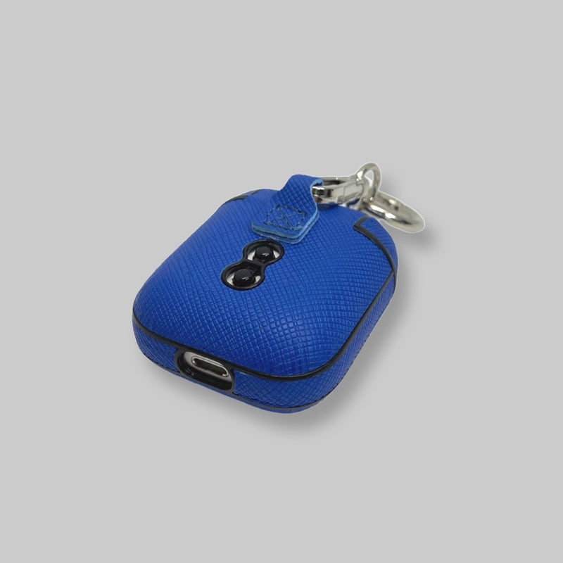 Personalised AirPods 1/2 Case in Azure Blue Saffiano Leather