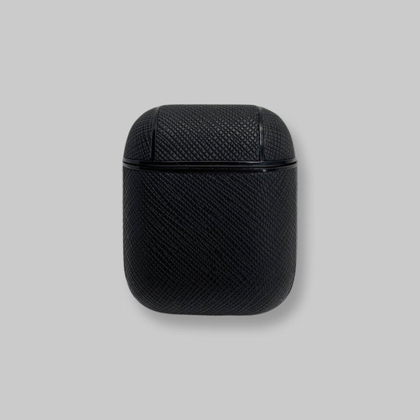 Personalised AirPods 1/2 Case in Black Saffiano Vegan Leather