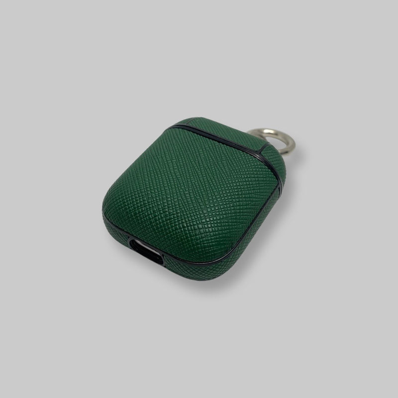 Personalised AirPods 1/2 Case in Forest Green Saffiano Leather