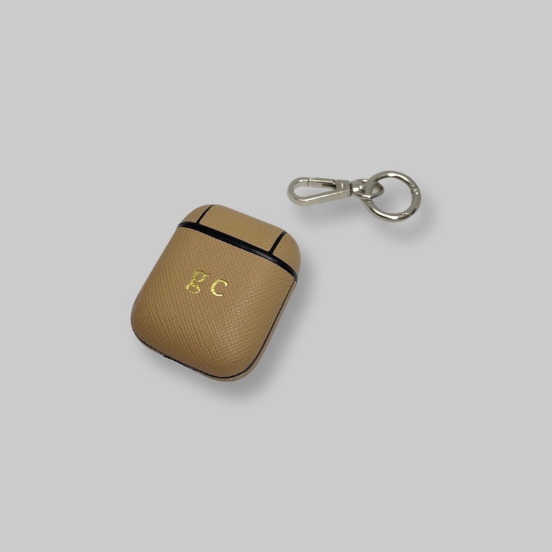 Personalised AirPods 1/2 Case in Latte Vegan Leather
