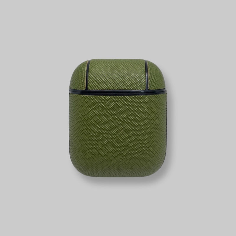Personalised AirPods 1/2 Case in Matcha Green Tea Saffiano Leather