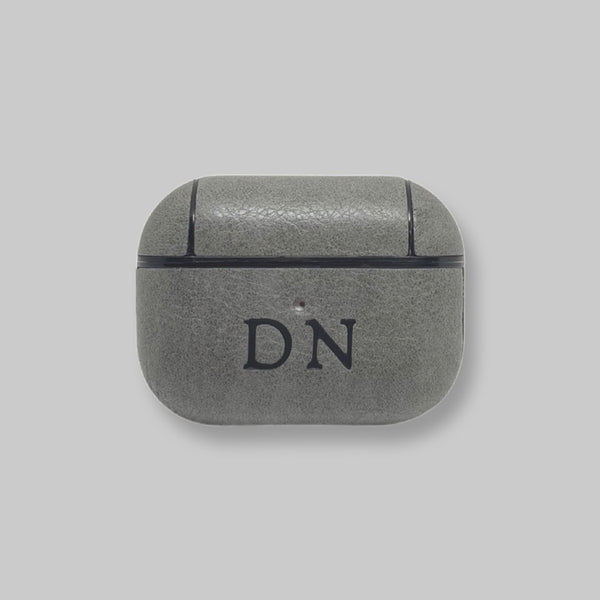 Personalised AirPods Pro Gen 1/2 Case in Stone Grey Leather