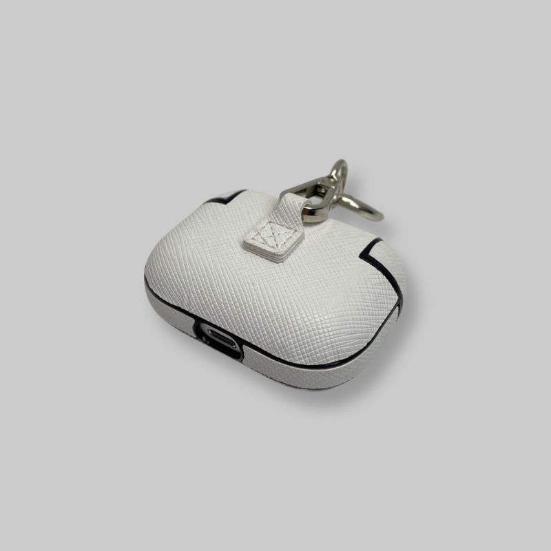 Personalised AirPods Pro Gen 1/2 Case in White Saffiano Vegan Leather