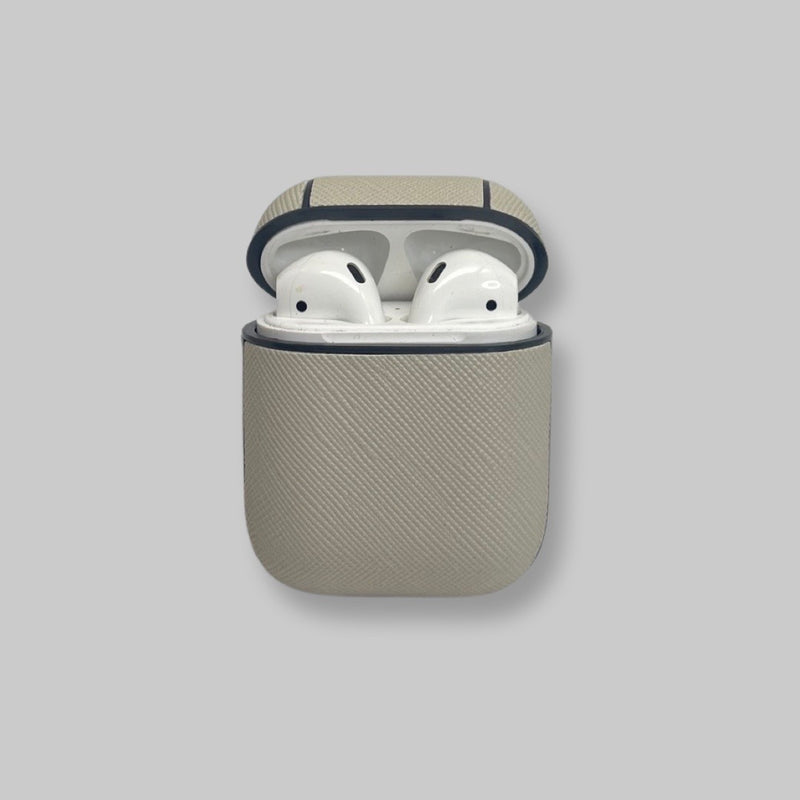 Personalised AirPods 1/2 Case in Stone Grey Leather