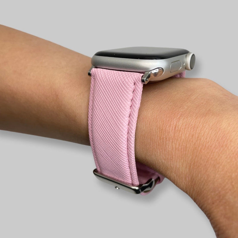 Personalised Apple Watch Band in Macaron Pink Vegan Leather