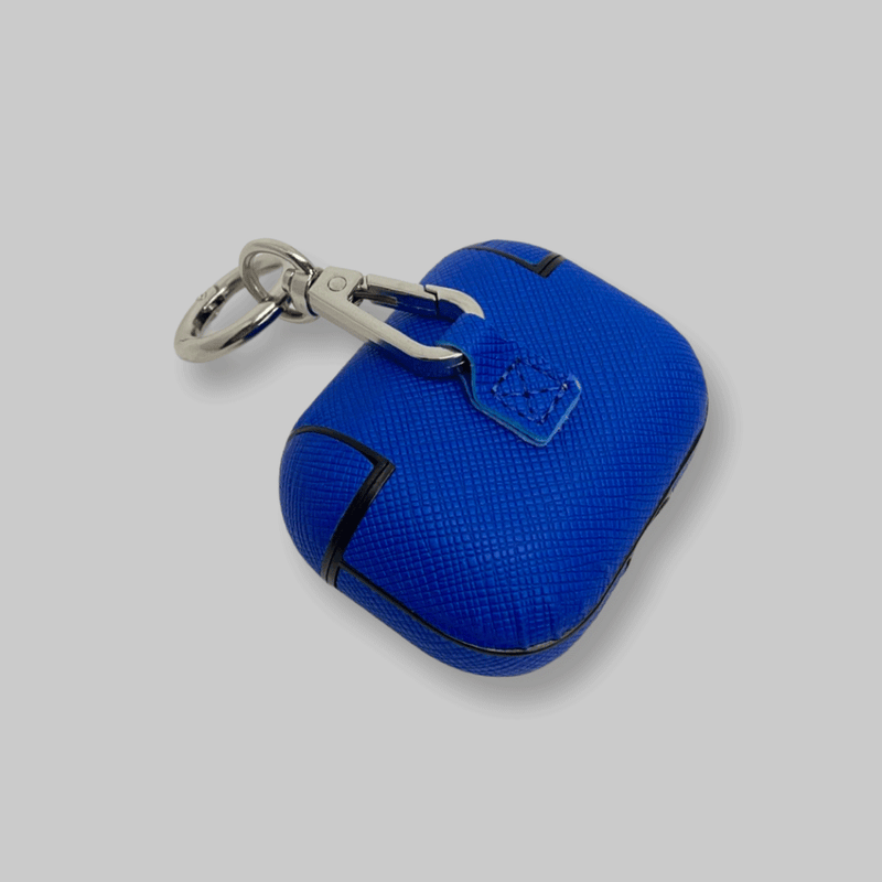 Personalised AirPods Pro Gen 1/2 Case in Azure Blue Saffiano Vegan Leather