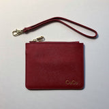 Personalised Mini Pouch Burgundy Red with Detachable Wrist Strap
