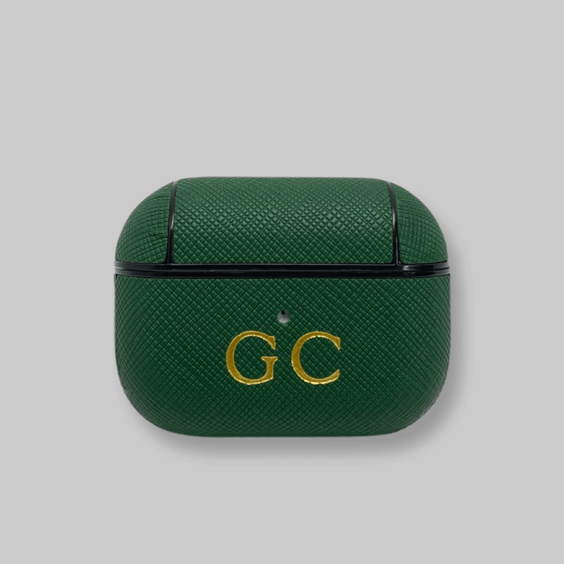 Personalised AirPods Pro Gen 1/2 Case in Forest Green Saffiano Vegan Leather