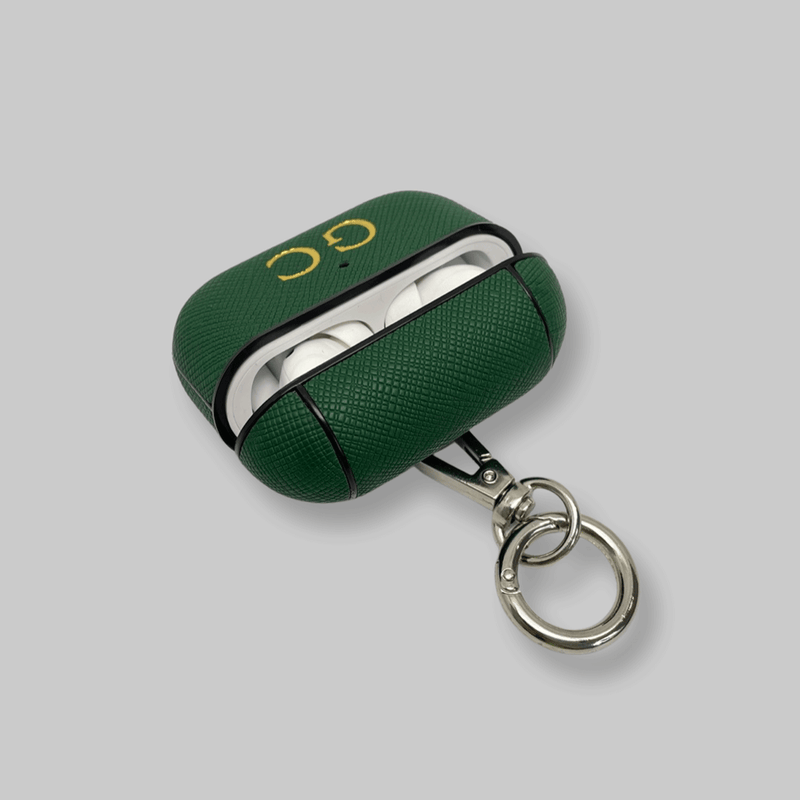 Personalised AirPods Pro Gen 1/2 Case in Forest Green Saffiano Leather