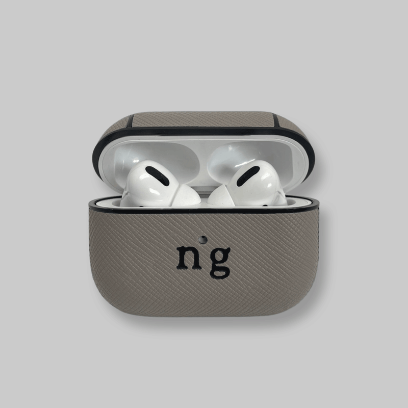 Personalised AirPods Pro Gen 1/2 Case in Storm Grey Saffiano Vegan Leather