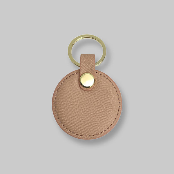 Blush Omega Leather Round Key Ring