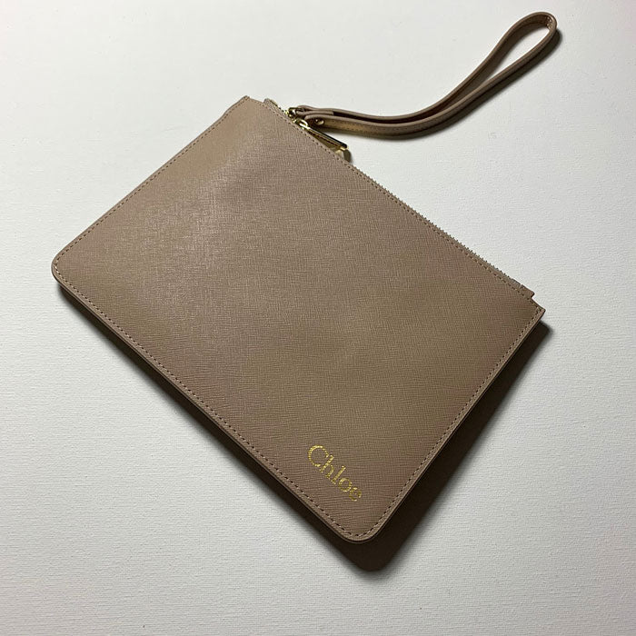 Personalised Pouch in Latte Taupe with Detachable Wrist Strap