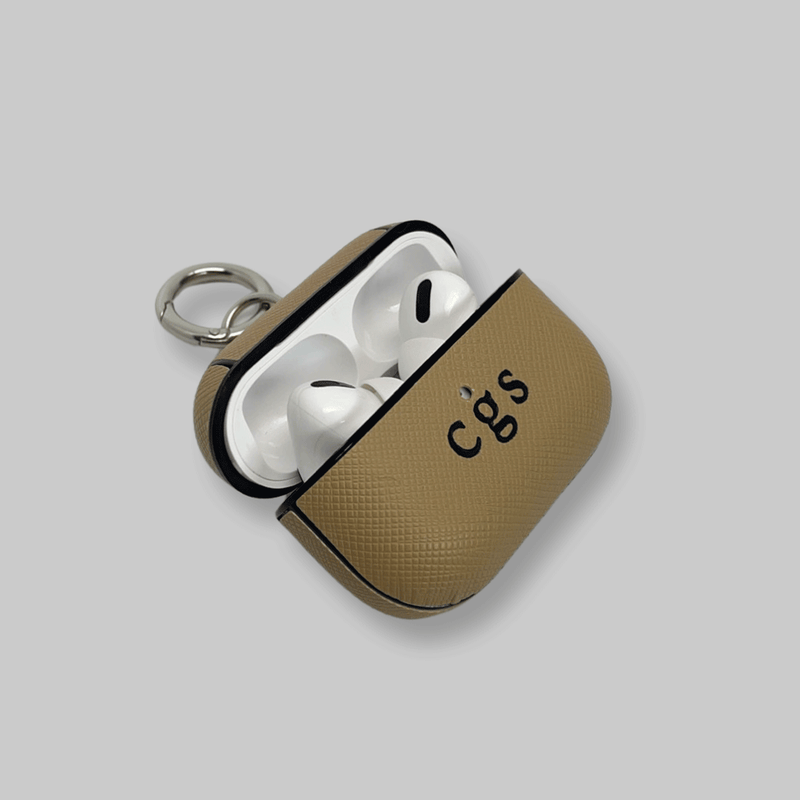 Personalised AirPods Pro Gen 1/2 Case in Latte Tan Saffiano Vegan Leather