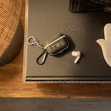 Personalised Sporty AirPods Pro Case in Black Pebbled Leather