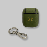 Personalised AirPods 1/2 Case in Matcha Green Tea Saffiano Vegan Leather