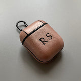 Personalised AirPods 1/2 Case in Metallic Pale Pink Vegan Leather