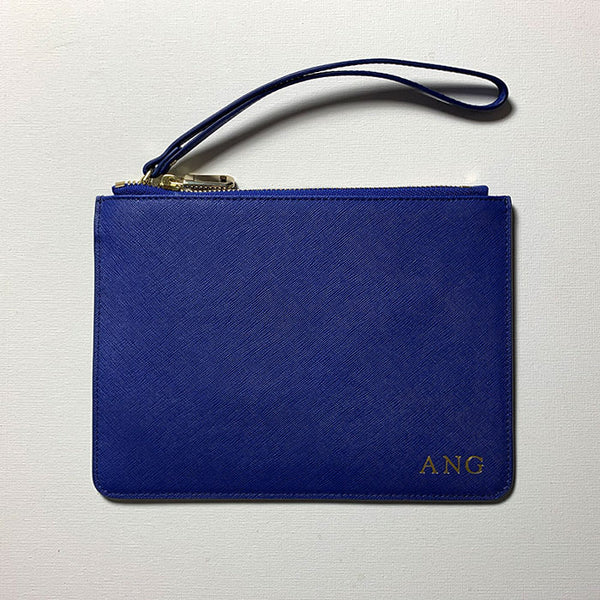 Personalised Pouch in Navy Blue with Detachable Wrist Strap