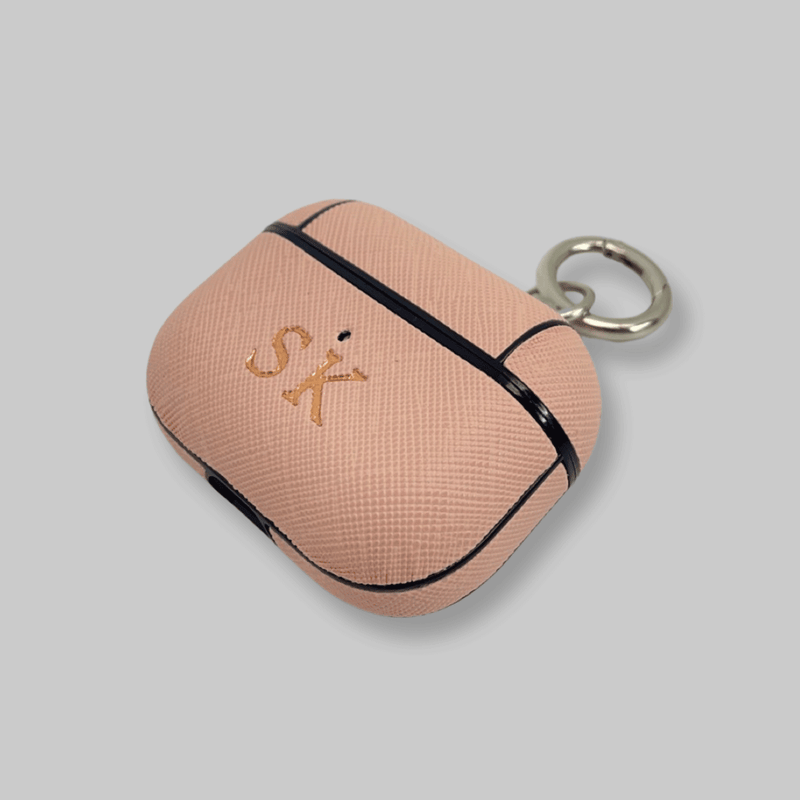 Personalised AirPods Pro Gen 1/2 Case in Pale Pink Saffiano Vegan Leather
