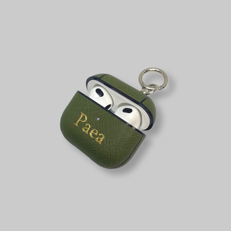 Personalised AirPods 3 Case in Matcha Green Leather