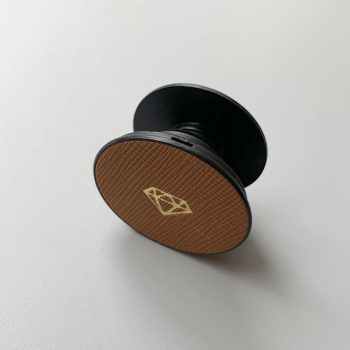 Personalised Pop Socket in Caramel Brown Vegan Leather