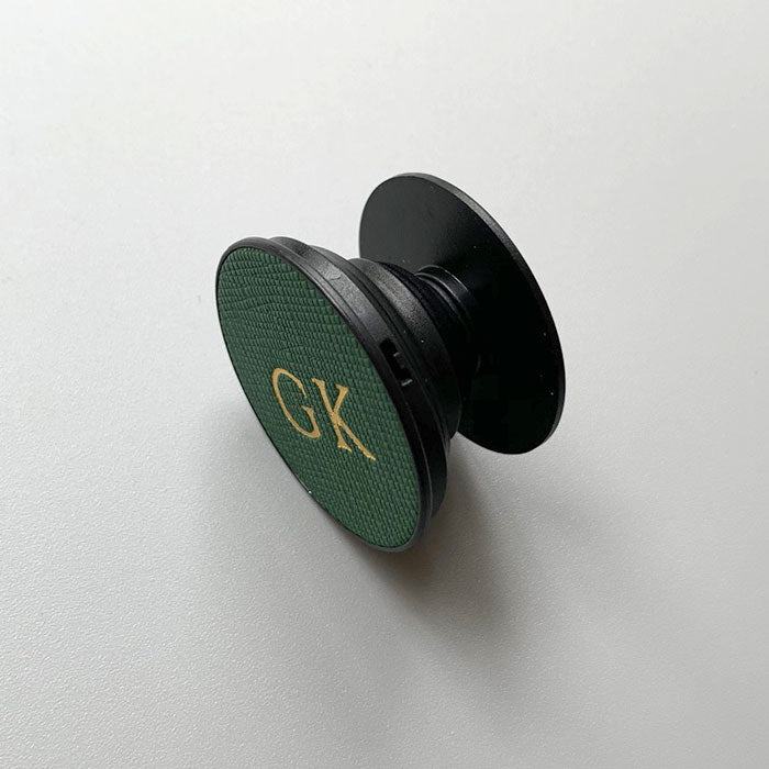 Personalised Pop Socket in Forest Green Leather
