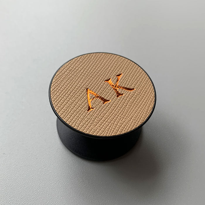 Personalised Pop Socket in Latte Brown Vegan Leather