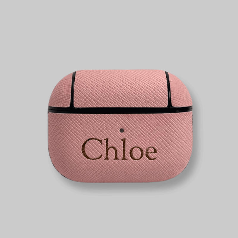 Personalised AirPods Pro Gen 1/2 Case in Rose Pink Saffiano Vegan Leather