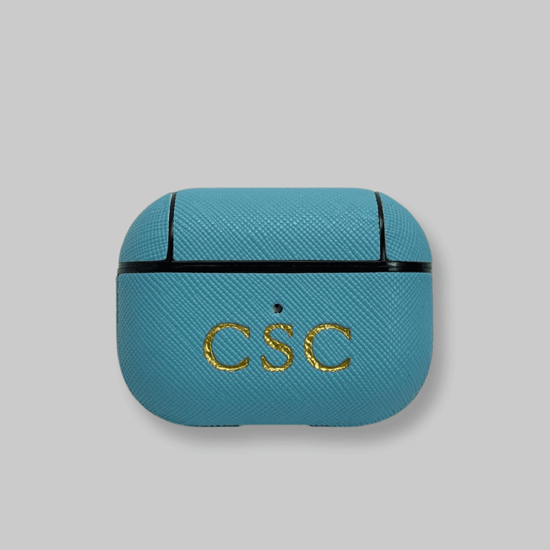 Personalised AirPods Pro Gen 1/2 Case in Sky Blue Saffiano Leather