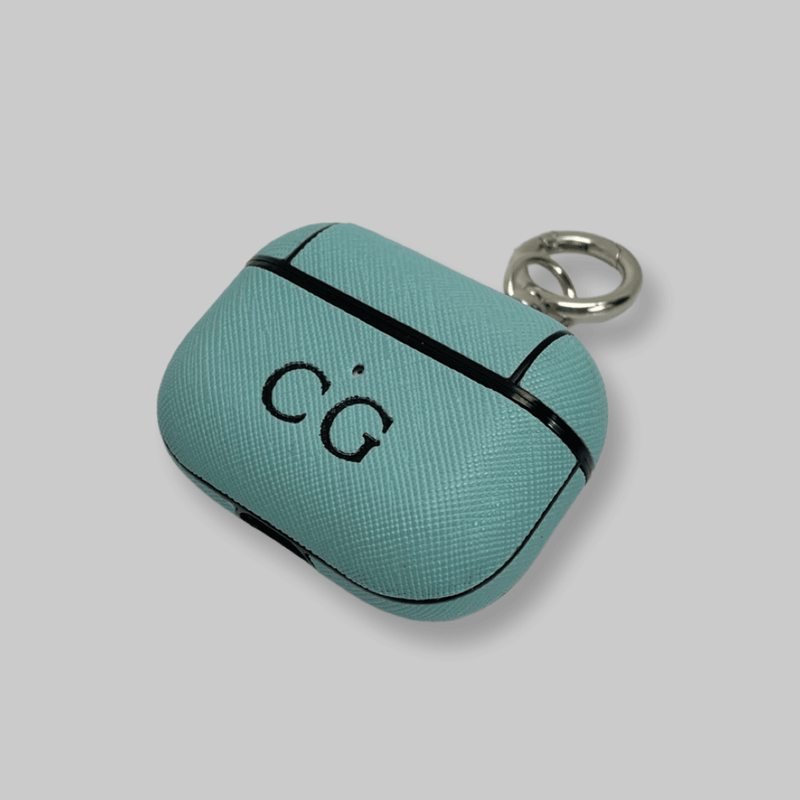 Personalised AirPods Pro Gen 1/2 Case in Light Blue Saffiano Vegan Leather